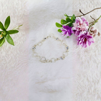 Pulsera Círculos con Corazones de Plata
