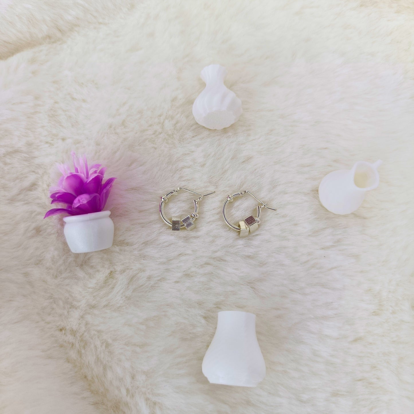 Argollas con Cubo en Plata