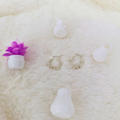 Argollas con Bolitas en Plata