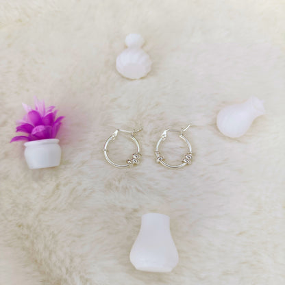 Argollas con Bolitas en Plata